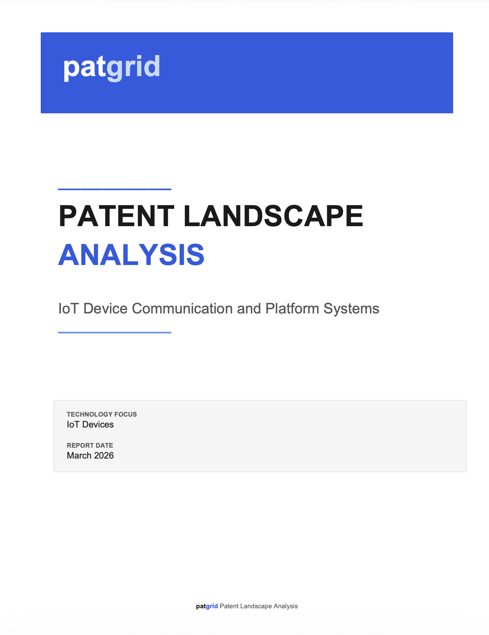 Patent Landscape Report Cover Page